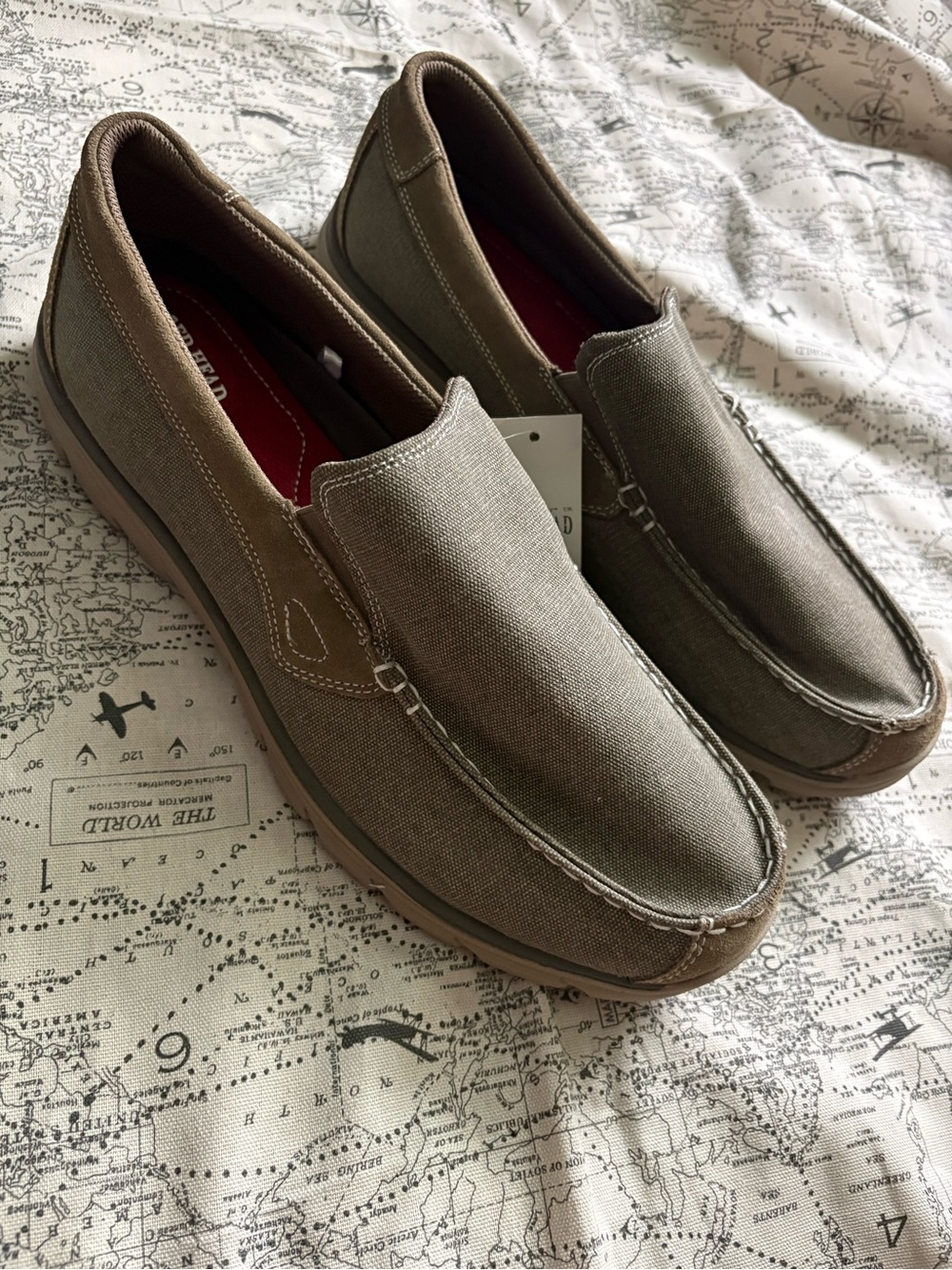 RedHead Men's Slip-On Canvas Loafers in Olive